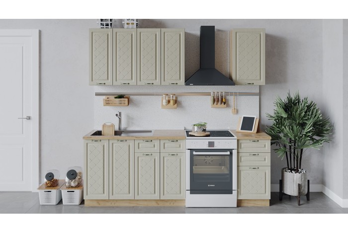 Кухонный гарнитур «Бьянка» длиной 160 см Дуб Крафт золотой, Дуб ваниль