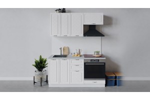 Кухонный гарнитур Бьянка длиной 160 см со шкафом НБ Белый, Дуб белый