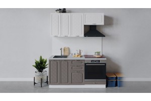 Кухонный гарнитур Бьянка длиной 160 см со шкафом НБ Белый, Дуб белый, Дуб серый