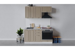 Кухонный гарнитур Бьянка длиной 160 см со шкафом НБ Белый, Дуб кофе