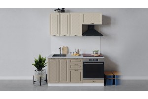 Кухонный гарнитур Бьянка длиной 160 см со шкафом НБ Белый, Дуб ваниль, Дуб кофе