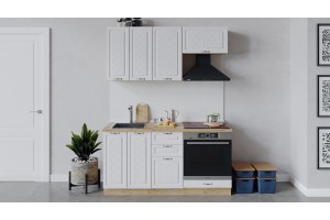 Кухонный гарнитур Бьянка длиной 160 см со шкафом НБ Дуб Крафт золотой, Дуб белый