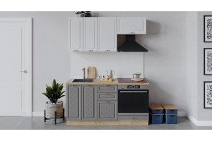 Кухонный гарнитур Бьянка длиной 160 см со шкафом НБ Дуб Крафт золотой, Дуб белый, Дуб серый