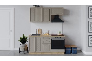 Кухонный гарнитур Бьянка длиной 160 см со шкафом НБ Дуб Крафт золотой, Дуб кофе