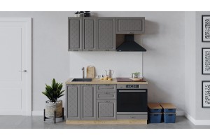 Кухонный гарнитур Бьянка длиной 160 см со шкафом НБ Дуб Крафт золотой, Дуб серый