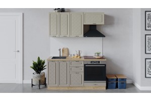 Кухонный гарнитур Бьянка длиной 160 см со шкафом НБ Дуб Крафт золотой, Дуб ваниль, Дуб кофе