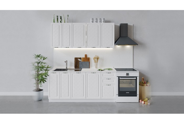 Кухонный гарнитур «Бьянка» длиной 180 см Белый, Дуб белый