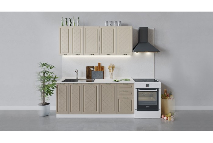 Кухонный гарнитур «Бьянка» длиной 180 см Белый, Дуб ваниль, Дуб кофе