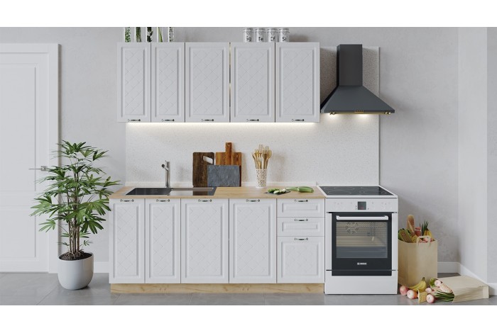 Кухонный гарнитур «Бьянка» длиной 180 см Дуб Крафт золотой, Дуб белый