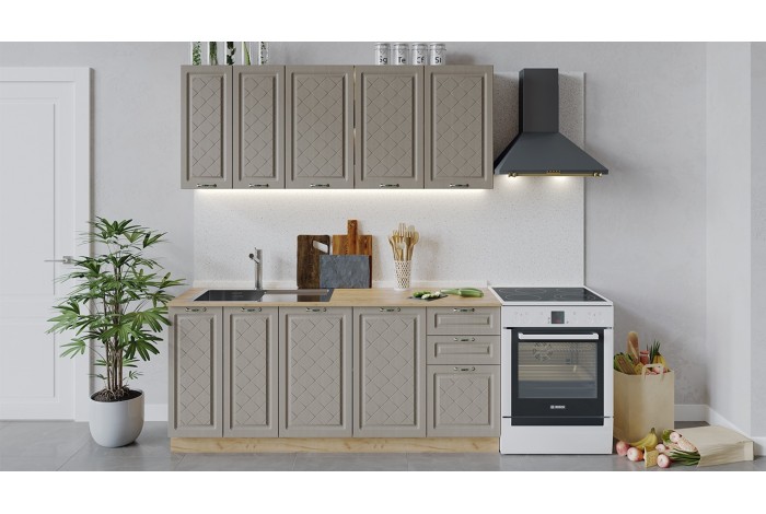 Кухонный гарнитур «Бьянка» длиной 180 см Дуб Крафт золотой, Дуб кофе