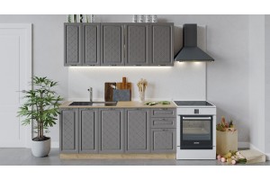 Кухонный гарнитур Бьянка длиной 180 см Дуб Крафт золотой, Дуб серый