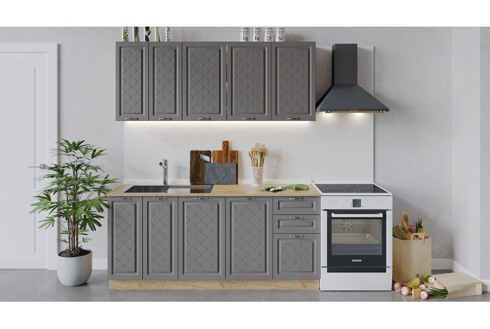 Кухонный гарнитур «Бьянка» длиной 180 см Дуб Крафт золотой, Дуб серый