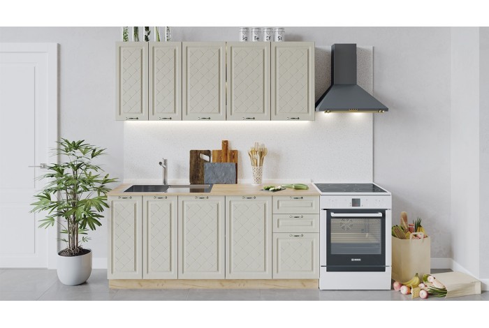 Кухонный гарнитур «Бьянка» длиной 180 см Дуб Крафт золотой, Дуб ваниль