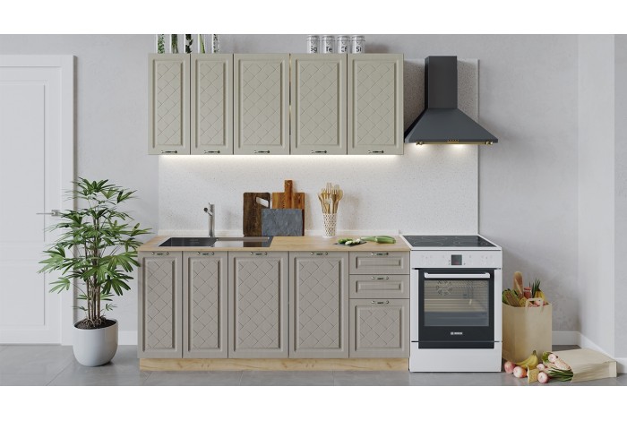 Кухонный гарнитур «Бьянка» длиной 180 см Дуб Крафт золотой, Дуб ваниль, Дуб кофе