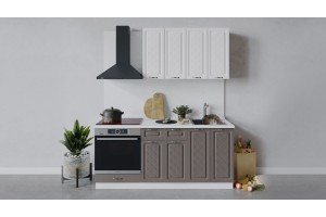 Кухонный гарнитур Бьянка длиной 180 см со шкафом НБ Белый, Дуб белый, Дуб серый