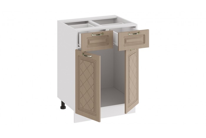 Кухонный гарнитур «Бьянка» длиной 220 (160) см Белый, Дуб кофе