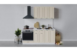 Кухонный гарнитур Бьянка длиной 180 см со шкафом НБ Белый, Дуб ваниль