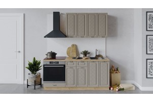 Кухонный гарнитур Бьянка длиной 180 см со шкафом НБ Дуб Крафт золотой, Дуб кофе