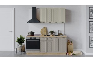 Кухонный гарнитур Бьянка длиной 180 см со шкафом НБ Дуб Крафт золотой, Дуб ваниль, Дуб кофе