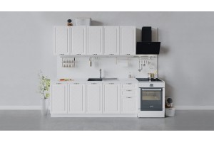 Кухонный гарнитур Бьянка длиной 200 см Белый, Дуб белый