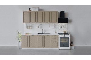 Кухонный гарнитур Бьянка длиной 200 см Белый, Дуб кофе