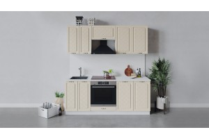 Кухонный гарнитур Бьянка длиной 200 см со шкафом НБ Белый, Дуб ваниль