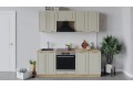 Кухонный гарнитур «Бьянка» длиной 200 см со шкафом НБ Дуб Крафт золотой, Дуб ваниль