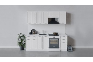 Кухонный гарнитур Бьянка длиной 220 (160) см Белый, Дуб белый