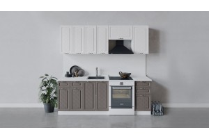 Кухонный гарнитур Бьянка длиной 220 (160) см Белый, Дуб белый, Дуб серый