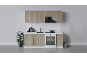 Кухонный гарнитур Бьянка длиной 220 (160) см Белый, Дуб кофе