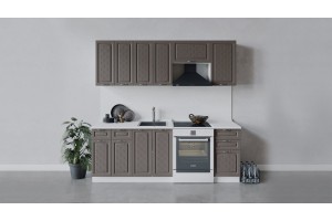 Кухонный гарнитур Бьянка длиной 220 (160) см Белый, Дуб серый