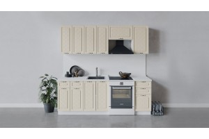 Кухонный гарнитур Бьянка длиной 220 (160) см Белый, Дуб ваниль