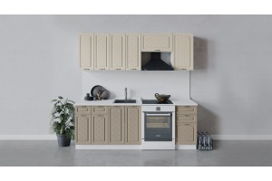 Кухонный гарнитур Бьянка длиной 220 (160) см Белый, Дуб ваниль, Дуб кофе