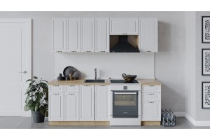 Кухонный гарнитур Бьянка длиной 220 (160) см Дуб Крафт золотой, Дуб белый