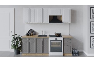 Кухонный гарнитур Бьянка длиной 220 (160) см Дуб Крафт золотой, Дуб белый, Дуб серый