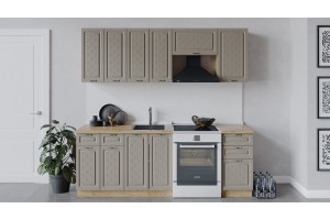 Кухонный гарнитур Бьянка длиной 220 (160) см Дуб Крафт золотой, Дуб кофе