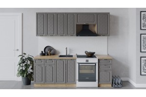 Кухонный гарнитур Бьянка длиной 220 (160) см Дуб Крафт золотой, Дуб серый