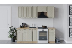 Кухонный гарнитур Бьянка длиной 220 (160) см Дуб Крафт золотой, Дуб ваниль