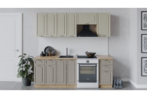 Кухонный гарнитур Бьянка длиной 220 (160) см Дуб Крафт золотой, Дуб ваниль, Дуб кофе