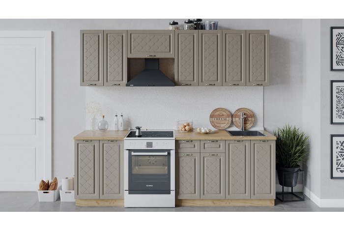 Кухонный гарнитур «Бьянка» длиной 240 (180) см Дуб Крафт золотой, Дуб кофе