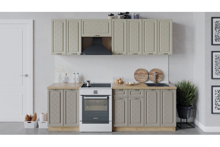 Кухонный гарнитур «Бьянка» длиной 240 (180) см Дуб Крафт золотой, Дуб ваниль, Дуб кофе