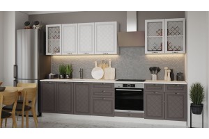 Кухонный гарнитур Бьянка №1 310 см Белый, Дуб белый, Дуб серый