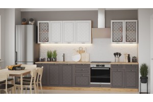 Кухонный гарнитур Бьянка №1 310 см Дуб Крафт золотой, Дуб белый, Дуб серый