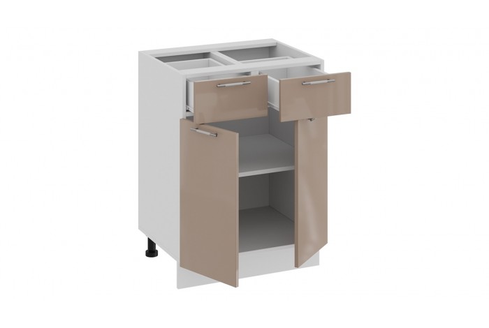 Кухонный гарнитур «Весна» длиной 220 (160) см Белый, Белый глянец, Кофе с молоком