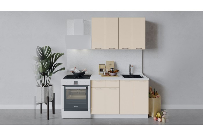 Кухонный гарнитур «Весна» длиной 120 см Белый, Ваниль глянец