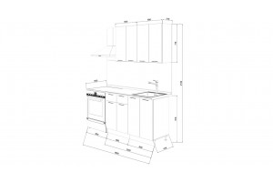 Кухонный гарнитур Весна длиной 120 см Белый, Белый глянец