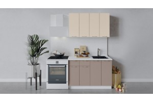 Кухонный гарнитур Весна длиной 120 см Белый, Ваниль глянец, Кофе с молоком