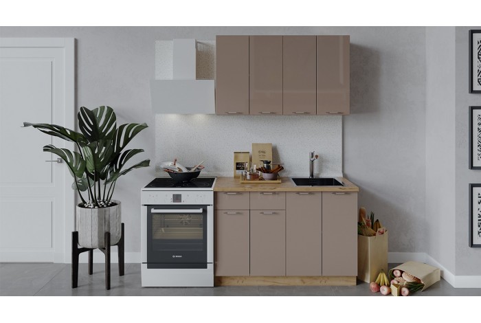 Кухонный гарнитур «Весна» длиной 120 см Дуб Крафт золотой, Кофе с молоком