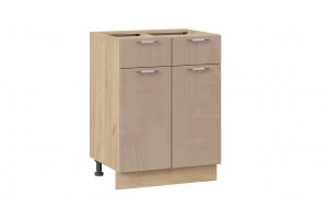 Кухонный гарнитур Весна длиной 180 см со шкафом НБ Дуб Крафт золотой, Белый глянец, Кофе с молоком