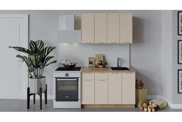 Кухонный гарнитур «Весна» длиной 120 см Дуб Крафт золотой, Ваниль глянец